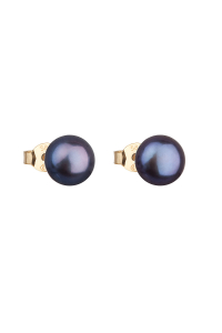 Obrázok pre Zlaté 14 karátové náušnice kôstky s peacock riečnou perlou 921042.3