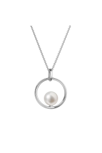 Obrázok pre Zlatý 14 karátový náhrdelník biele zlato s bielou riečnou perlou 82P00041