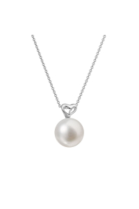 Obrázok pre Zlatý 14 karátový náhrdelník biele zlato srdiečko s bielou riečnou perlou 82P00043