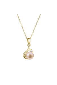 Obrázok pre Zlatý 14 karátový náhrdelník s ružovou riečnou perlou a briliantom 92PB00047 pink