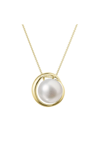 Obrázok pre Zlatý 14 karátový náhrdelník žlté zlato s bielou riečnou perlou 92P00035
