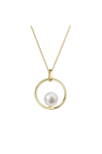 Obrázok pre Zlatý 14 karátový náhrdelník žlté zlato s bielou riečnou perlou 92P00041
