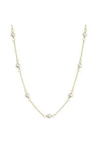 Obrázok pre Zlatý 14 karátový náhrdelník žlté zlato s bielymi riečnymi perličkami 92P00028