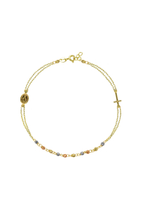 Obrázok pre Zlatý 14 karátový náramok ruženec s krížom a medailónikom s Pannou Máriou RŽ09 multi