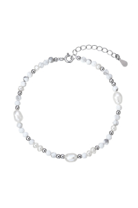 Obrázok pre Strieborný náramok s perlami a howlity 13113.1