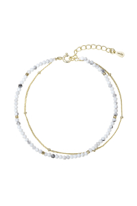 Obrázok pre Pozlátený dvojitý náramok s bielymi howlitmi 13114.1