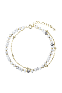 Obrázok pre Pozlátený dvojitý náramok s bielymi howlitmi 13115.1