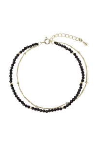 Obrázok pre Pozlátený dvojitý náramok s čiernymi spinelmi 13114.3