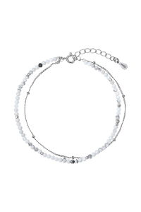 Obrázok pre Strieborný dvojitý náramok s bielymi howlitmi 13114.1