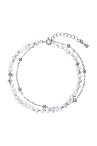 Obrázok pre Strieborný dvojitý náramok s bielymi howlitmi 13115.1