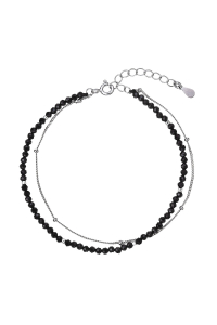 Obrázok pre Strieborný dvojitý náramok s čiernymi spinelmi 13114.3