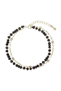 Obrázok pre Pozlátený dvojitý náramok s čiernymi spinelmi 13115.3