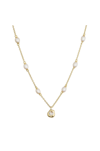 Pozlátený náhrdelník s riečnymi perlami a srdiečkom 22058.1 Obrázok pre Pozlátený náhrdelník s riečnymi perlami a srdiečkom 22058.1