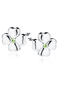 Obrázok pre Strieborné náušnice napichovacie Štvorlístky zel. krištáľ