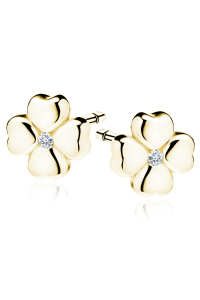Obrázok pre Strieborné náušnice napichovacie Štvorlístky pozlátené