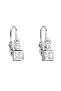 Obrázok pre Strieborné detské náušnice visiace so zirkónom biela kocka 11172.1