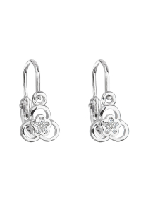 Obrázok pre Strieborné detské náušnice visiace so zirkónom biela kvietka 11171.1