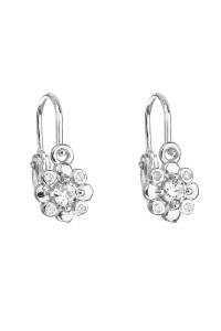 Obrázok pre Strieborné detské náušnice visiace so zirkónom biela kvietka 11174.1