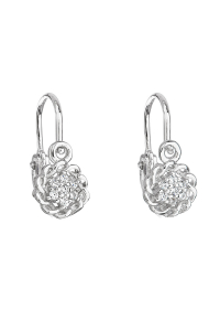 Obrázok pre Strieborné detské náušnice visiace so zirkónom biela kvietka 11176.1