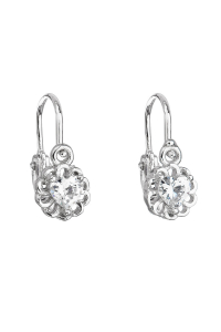Obrázok pre Strieborné detské náušnice visiace so zirkónom biele srdce 11173.1