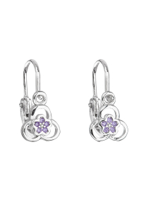 Obrázok pre Strieborné detské náušnice visiace so zirkónom fialová kvietka 11171.3