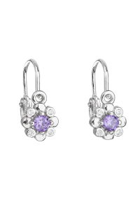 Obrázok pre Strieborné detské náušnice visiace so zirkónom fialová kvietka 11174.3