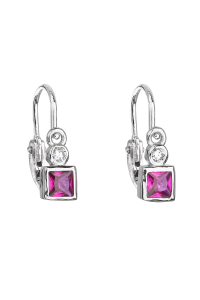 Obrázok pre Strieborné detské náušnice visiace so zirkónom ružová kocka 11172.3