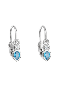 Obrázok pre Strieborné detské náušnice visiace so zirkónom v modrej farbe 11197.3