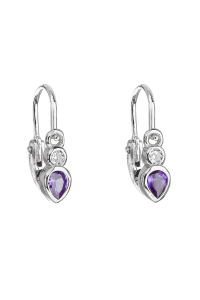 Obrázok pre Strieborné detské náušnice visiace so zirkónom vo fialovej farbe 11197.3