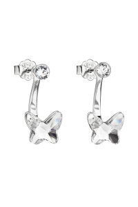 Strieborné náušnice dvojité s kryštálmi Swarovski biely motýľ 31247.1 Obrázok pre Strieborné náušnice dvojité s kryštálmi Swarovski biely motýľ 31247.1
