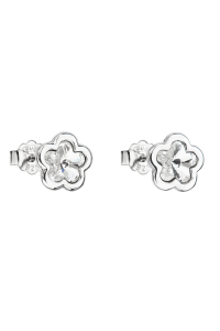 Strieborné náušnice pecka s kryštálmi Swarovski biela kvietka 31255.1 Obrázok pre Strieborné náušnice pecka s kryštálmi Swarovski biela kvietka 31255.1