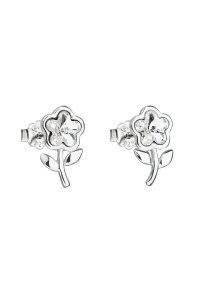 Strieborné náušnice pecka s kryštálmi Swarovski biela kvietka 31256.1 Obrázok pre Strieborné náušnice pecka s kryštálmi Swarovski biela kvietka 31256.1
