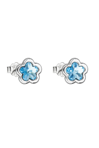 Strieborné náušnice pecka s kryštálmi Swarovski modrá kytička 31255.3 Obrázok pre Strieborné náušnice pecka s kryštálmi Swarovski modrá kytička 31255.3