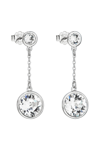 Obrázok pre Strieborné náušnice visiace s kryštálmi Swarovski biele okrúhle 31269.1