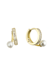 Pozlátené krúžky s perličkou a zirkónmi 11808.1 Obrázok pre Pozlátené krúžky s perličkou a zirkónmi 11808.1