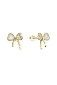 Pozlátené náušnice perleťové mašličky 11803.1 Obrázok pre Pozlátené náušnice perleťové mašličky 11803.1