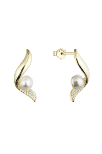 Pozlátené náušnice vlnky s perličkou 11806.1 Obrázok pre Pozlátené náušnice vlnky s perličkou 11806.1