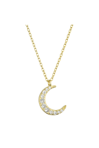 Pozlátený náhrdelník polmesiac so zirkónmi 12176.1 Obrázok pre Pozlátený náhrdelník polmesiac so zirkónmi 12176.1