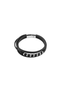 Náramok pánsky recykl.koža 43089.3 čierny Obrázok pre Náramok pánsky recykl.koža 43089.3 čierny