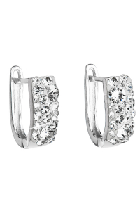 Strieborné náušnice s kryštálmi Swarovski biely polkruh 31123.1 Obrázok pre Strieborné náušnice s kryštálmi Swarovski biely polkruh 31123.1