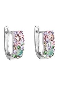 Obrázok pre Strieborné náušnice s kryštálmi Swarovski mix farieb polkruh 31123.3 sakura