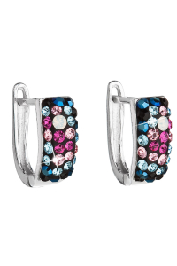 Obrázok pre Strieborné náušnice s kryštálmi Swarovski mix farieb polkruh 31123.4 galaxy