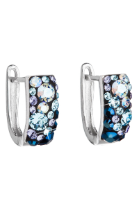 Strieborné náušnice s kryštálmi Swarovski modrý polkruh 31123.3 blue style Obrázok pre Strieborné náušnice s kryštálmi Swarovski modrý polkruh 31123.3 blue style