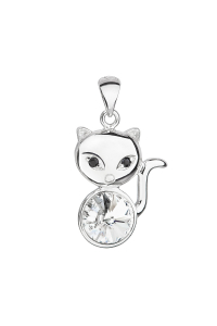 Strieborný prívesok s kryštálom Swarovski biela mačka 34235.1 Obrázok pre Strieborný prívesok s kryštálom Swarovski biela mačka 34235.1