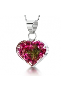 Obrázok pre Strieborný prívesok Kvety Ružový vres - Srdce malé