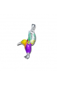 Obrázok pre Strieborný prívesok Kolibrík farebný