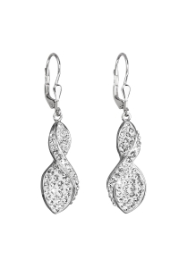 Obrázok pre Evolution Group Strieborné náušnice visiace s krištáľmi Swarovski biela špirála 31160.1