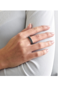 Obrázok pre Evolution Group Strieborný prsteň s krištáľmi Swarovski čierny 35001.5