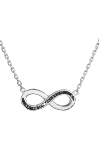 Obrázok pre Evolution Group Strieborný náhrdelník s krištáľmi Swarovski čierne infinity, osmička-nekonečno 32023.5