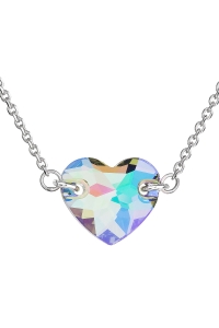 Obrázok pre Evolution Group Strieborný náhrdelník s krištáľmi Swarovski zeleno-fialové srdce 32020.5